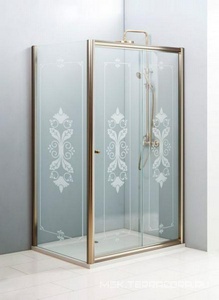 Душ.уголок 1200х900хh1950мм,прямоуг,одна сдвиж. дверь с неподв.сегм. и бок.стенкой, Правая/Левая,(ст.прозр.с мат.принтом 6мм, проф. бронза), GiubleoZZ Cezares Giubileo GIUBILEO-AH-1-120/90-SCORREVOLE-CP-Br