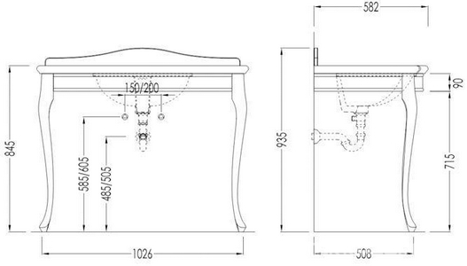 Консоль металл. 1080хh845х582мм, со столешницей из мрамора Bianco Carrara c 3 отв.д/смесит, раковина Westminster в компл., (металл/хром), ZZ Devon & Devon Jacqueline DEJACQCARCR/LS 3 fori