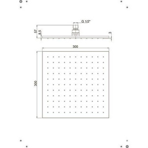 Душ верхний, стационарный, квадратный, 300х300мм, G 1/2, антикальц., (металл цв.хром), Paini ZZ Paini Универсал 50CR759Q30EA