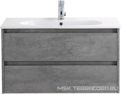 База под раковину подвесная с двумя выкатными ящиками, 1010х460хh515мм, без раковины, (цв.Cemento Grigio),  ZZ BelBagno Kraft KRAFT-1000-2C-SO-CG