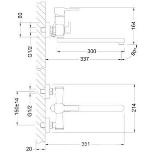 Смеситель Evitta для ванны c длинным изливом, цвет хром Lemark evitta LM0551C