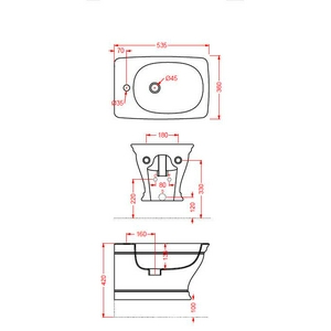Биде подвесное 36х54см, крепёж в компл., (цв.glossy black), Civitas ZZ ArtСeram civitas CIB001 03;00