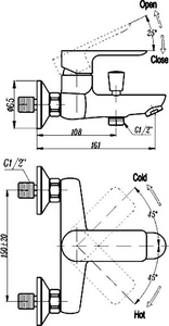 Смеситель Triton Панама 16304W-D125 для ванны с душем, ZZ Triton панама Щ0000002376 / к.т. 245026