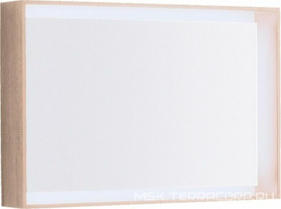 Зеркало 884х584х140мм, в раме, со светодиодной LED 12V / 29,5W подсветкой по контуру, (цв. светый дуб), крепёж в компл.,  ZZ Geberit Citterio 500.572.JI.1