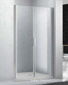 Дверь для душа, в нишу 1000(975-1025)хh1900мм, 2-х створчатая, распашная, (стекло прозрачн.5мм, фурн.цв.хром),  ZZ BelBagno Sela SELA-B-2-100-C-Cr