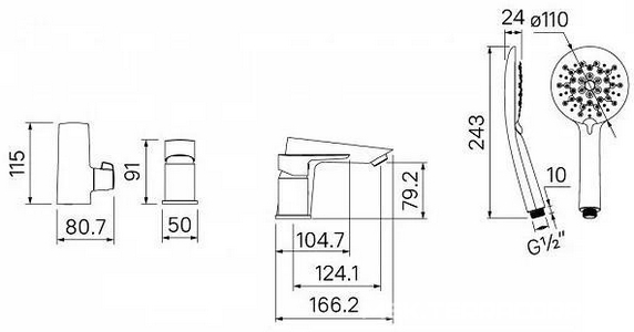 Смеситель Cloud  на борт ванны на 3 отверстия с керамическим дивертором, цв. белый/хром, ZZ Iddis cloud CLOSB30i07