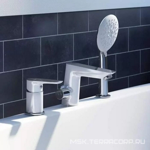 Смеситель Cloud  на борт ванны на 3 отверстия с керамическим дивертором, цв. белый/хром, ZZ Iddis cloud CLOSB30i07