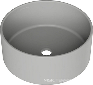 Раковина накладная на столешницу, круглая, 400x400хh165мм, без отв.д/смесит., без перелива, (цв.серый матовый),  Aqueduto Espiral ESP0130