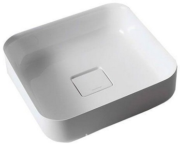 Раковина квадратная 40х40хh12,5см, для установки на столешницу (донный клапан в компл., цв. белый Ceramilux),  ZZ Antonio Lupi Bolo Bolo40