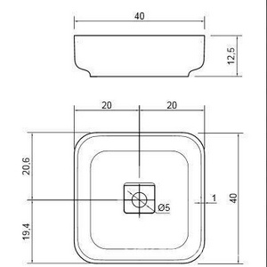 Раковина квадратная 40х40хh12,5см, для установки на столешницу (донный клапан в компл., цв. белый Ceramilux),  ZZ Antonio Lupi Bolo Bolo40