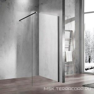 Пристенный профиль и поперечный кронштейн max.1200мм, для душевой перегородки, (цв.черный матовый),  ZZ Vincea Walk-In VHW-1WB