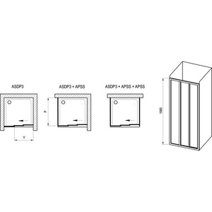 Душевая дверь в нишу -110х1980, стекло - прозр., профиль - черный, с устаноным комплектом ZZ Ravak ASDP3 00VD03R2Z1