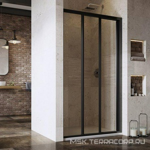 Душевая дверь в нишу -110х1980, стекло - прозр., профиль - черный, с устаноным комплектом ZZ Ravak ASDP3 00VD03R2Z1