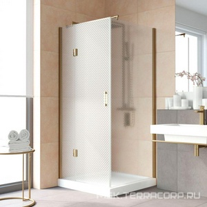Душевое огражение AFP-fis LUX 120x120x1995 см, угловое квадратное,дверь распашная, левое, профиль бронза, стекло ретро, Покрытие BriteGuard , ZZ Vegas Glass AFP-Fis AFP-Fis LUX 120 05 R04 /ЛЕВОЕ /Покрытие BriteGuard
