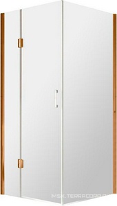 Душевое огражение AFP-fis LUX 120x120x1995 см, угловое квадратное,дверь распашная, левое, профиль бронза, стекло ретро, Покрытие BriteGuard , ZZ Vegas Glass AFP-Fis AFP-Fis LUX 120 05 R04 /ЛЕВОЕ /Покрытие BriteGuard