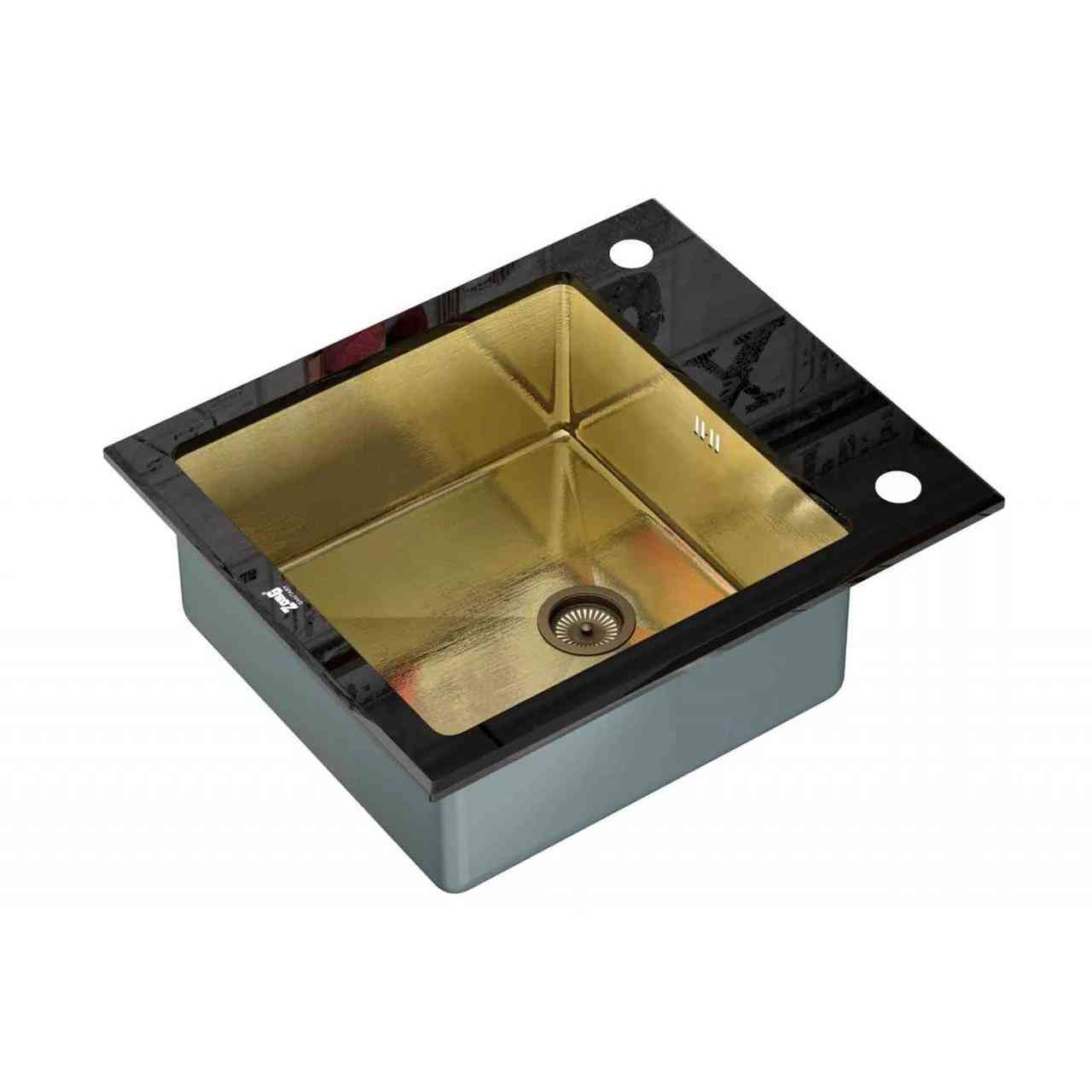 Мойка кухонная Zorg Inox Glass GL-6051-BLACK-BRONZE черное стекло| 51x60x20