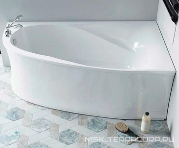 Ванна 1700x1000xh450мм, без панели, ножек, слива-перелива, литой мрамор цв.белый глянец., Селена Правая ZZ Астра-Форм селена Селена Правая