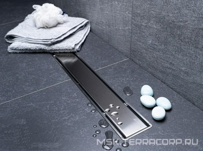 Дренажн.канал 550мм,готовый компл,сифон d50 вых.вбок 48л/мин,затвор(сухой/гидро),мин h монтажа 52мм, 2х стор.вставка цв.мат.хром/под плитку, Pestan Betto Line 13702509