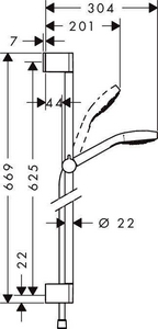 Душевая стойка h 65см, лейка, шланг 1,6м в компл., (цв.белый/хром), Croma Select S Vario Hansgrohe Crometta 26562400