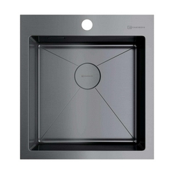 Мойка кухонная Omoikiri Akisame 46-GM вороненая сталь| 51x46x20