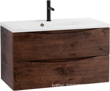 База под раковину подвесная с 2 выдвиж ящиками, 900х450x500мм, без раковины, (цв.Rovere Moro),  ZZ BelBagno Marino MARINO-900-2C-SO-RW-P