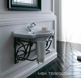 Структура подвесная для раковины 110см, с полотенцедержателем и полкой-решёткой (металл цв. алюминий античный), крепёж в компл.,  ZZ Galassia Ethos 8449