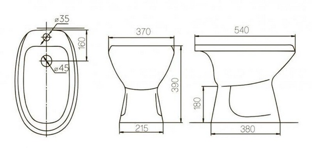 Биде напольное, цв.белый ZZ Rosa люкс 23889