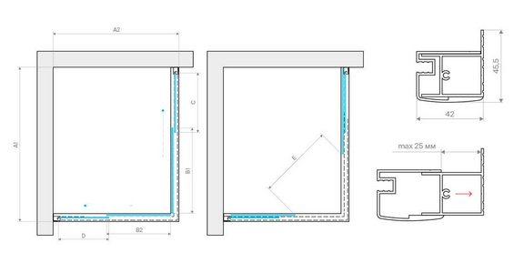 Душевое ограждение , 90x80x200 cм,  профиль черный матовый, стекло прозрачное,  покрытие BriteGuard ZZ Vegas Glass ZA-F ZA-F NOVO h2000 90*80 02М 01 / BriteGuard