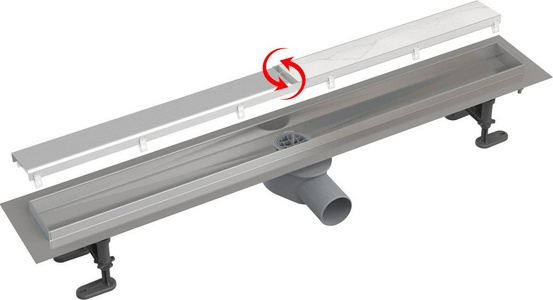Универсальный водоотводящий желоб 950 мм Fit and Go, с двусторонней решеткой ZZ AlcaPlast Simple APZ13-DOUBLE9-950