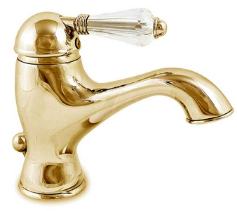 Смеситель для раковины, с д/к, (цв.золото 24k, ручка ), Nicolazzi ZZ Nicolazzi Cristallo 3402 GO 33