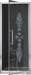 Дверь для душа, в нишу или для боковой стенки, 90(86-92)хh200см, правая/левая, (стекло матовое с прозр. декором, профиль цв.хром),  ZZ Samo Villa Borchese B7305 ULU R6