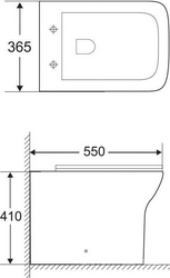 Унитаз напольный, пристенный, монтаж со скрытым в стене бачком, безободковый, без сидения,  ZZ BelBagno Romano BB248CBR
