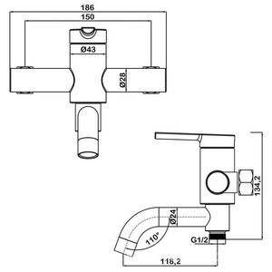 Смеситель для ванны с поворотным изливом, (цв.черный),  ZZ Swedbe Diana 1030B