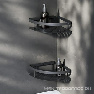 Полка для душа угловая двухъярусная, цв.черный матовый, ZZ AMPM Sense L A7454222