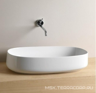 Раковина накладная на столешницу, овальная 680х350хh150мм, без отв.д/смесит., без перелива, (цв. matt white),  ZZ ArtСeram Cognac COL005 05;00