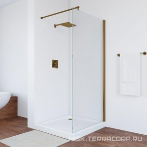 Душевая перегородка, неподвижная, 90x190 см, распорка 110см, профиль бронза, стекло шиншилла ZZ Vegas Glass EAF EAF 90 05 02/ QuickNano