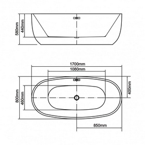 Ванна акриловая свободностоящая 1700x800x580 мм, в комплекте слив-перелив и донный клапан, (цв.белый), Vita ZZ Swedbe vita 8815