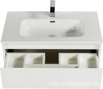 База под раковину подвесная с двумя выкатными ящиками, 910х460хh515мм, без раковины, (цв.Bianco Opaco ),  ZZ BelBagno Kraft KRAFT-900-2C-SO-BO