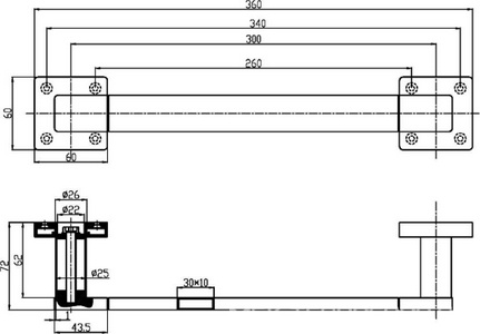 Поручень для ванны, настенный, 300мм, (цв.хром),  ZZ Villeroy & Boch Elements – Striking TVA15202200061
