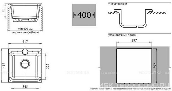 Мойка кухонная GranFest Practic GF-P420 терракот 41x41x20 GranFest practic 433140 / к.т.399874