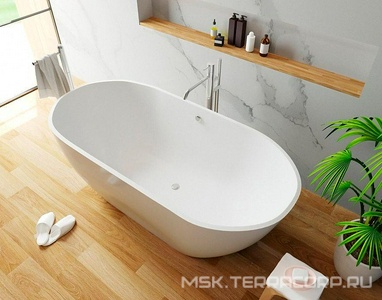Ванна отдельно стоящая из искусственного камня Эстет Майами ФР-00006013, БЕЗ слива-перелива, ZZ Эстет майами ФР-00006013