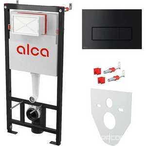 Инсталляция для подвесного унитаза с черной кнопкой, шумоизоляция, крепления в компл., арт. AM101/1120-4:1 RU M578-0001 ZZ AlcaPlast Универсал AM101/1120-4:1 RU M578-0001