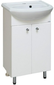 Тумба напольная Runo  45, БЕЗ раковины (Rosa  45-209573)  цв. белый глянцевый, фурнитура хром, ZZ Runo Уют т. Runo Уют 45 / к.т. 209591