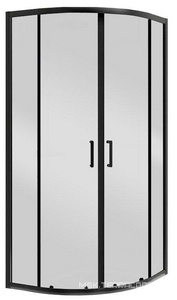 Душевой уголок 900х900хh1950мм, 1/4 круга, R550мм, (стекло прозрачн.5мм, фурн.цв.черный матовый),  ZZ BelBagno Uno-195 UNO-195-R-2-90-C-NERO
