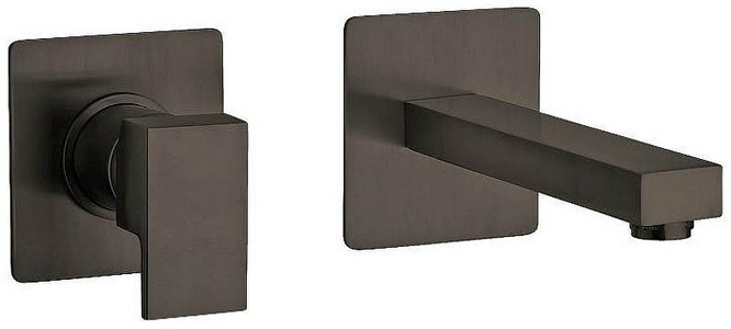 Смеситель для раковины, встраиваемый в стену, излив 177мм, (цв.черный матовый),  XX Paini Dax-R 84PZ208RQ