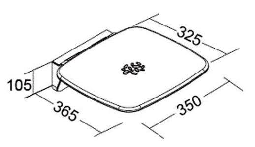Сиденье для душа, настенное, складное 350х365мм, max 120кг., крепл. в компл., (цв.серый/хром),  ZZ Provex Serie 300 3020 SD 05 PM