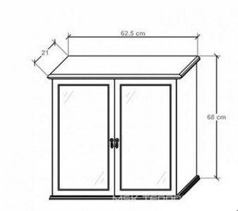 Шкаф настенный с 2-мя дверками, 68x20x62,5см, (цв.белый матовый, ручки цв.серебро),  ZZ Labor Legno Golden GO 0/8 BA argento BI = Bianco Opaco