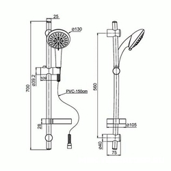 Душевой комплект: лейка 13 см, штанга, шланг 150 см, цвет хром PAVIA ZZ