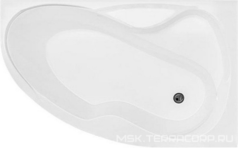 Ванна акриловая "", 1600х1000 мм, правая, БЕЗ каркаса, слива-перелива и панели, белая ZZ Mirsant Ливадия n067165