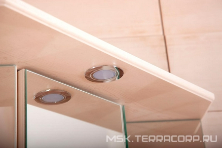 Зеркало-шкаф -60 см, с балюстрадой, цв.бежевый дуб ZZ Бриклаер Кантри 